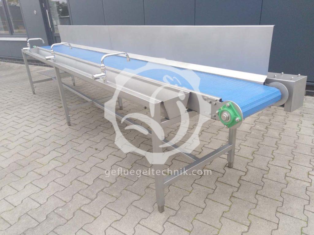 Evisceration trough made of stainless steel and evisceration table with